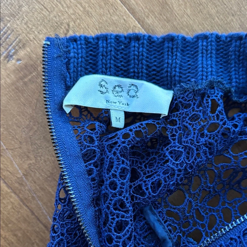 Sea New York Navy & Bright Blue Floral Crochet Sweater